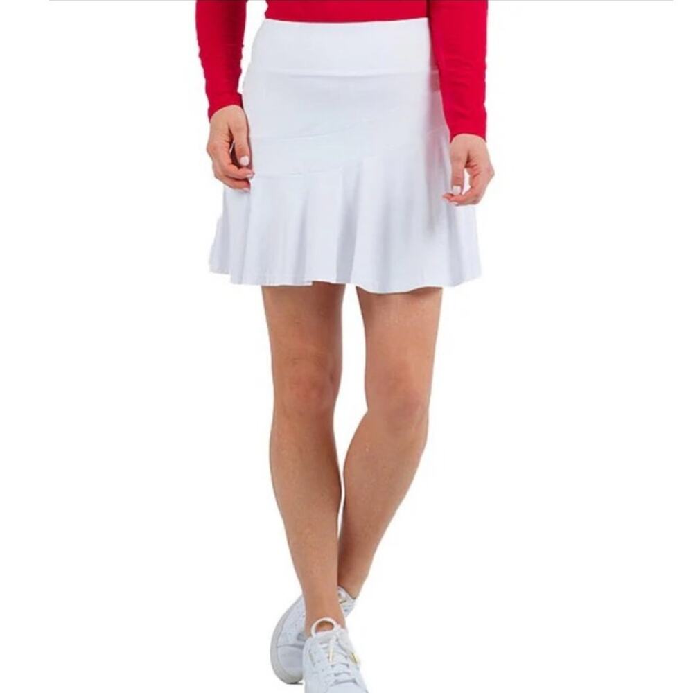 IBKUL Flounce Tennis Skirt Skort White UPF 50+ Size Large